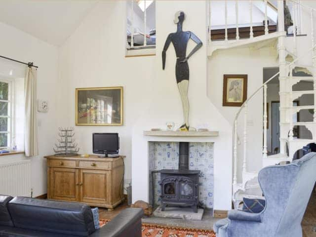 Characterful living area with wood burner | Malthouse Barn, Elmsted, near Canterbury