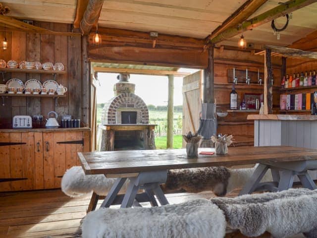 The Lambing Shed is an open plan sitting/dining/leisure space shared by all three properties | The Blue Texel, The Swaledale, The Lincoln Longwool - West Hale Shepherd&rsquo;s Huts, Burton Fleming, near Filey