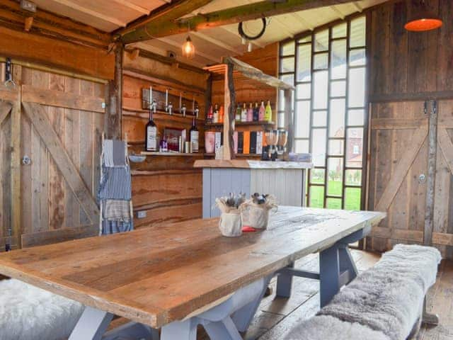 The Lambing Shed is an open plan sitting/dining/leisure space shared by all three properties | The Blue Texel, The Swaledale, The Lincoln Longwool - West Hale Shepherd&rsquo;s Huts, Burton Fleming, near Filey