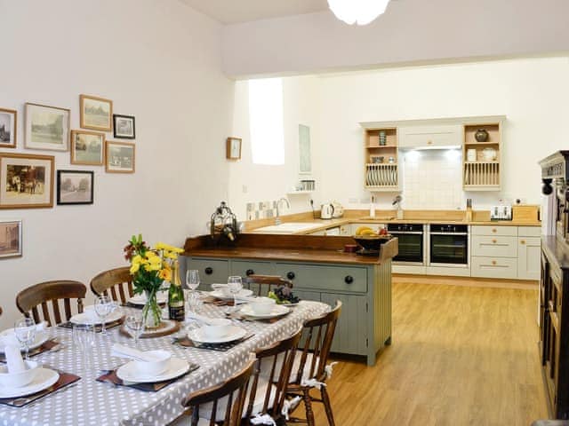 Dining area conveniently adjoins the kitchen | Whitehall Pele Tower, Mealsgate