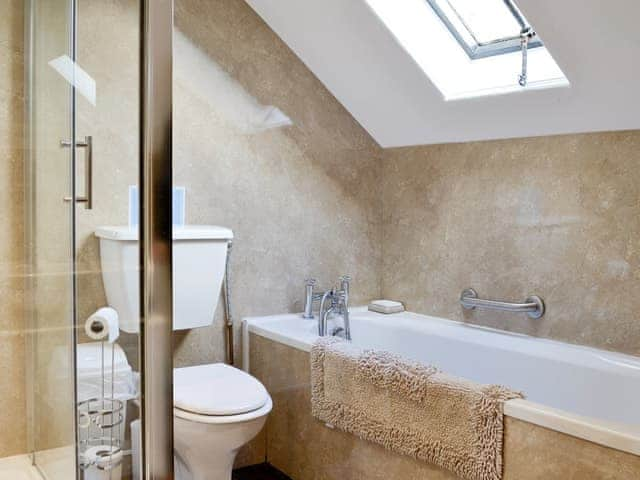 Family bathroom with separate shower cubicle | Whitehall Pele Tower, Mealsgate