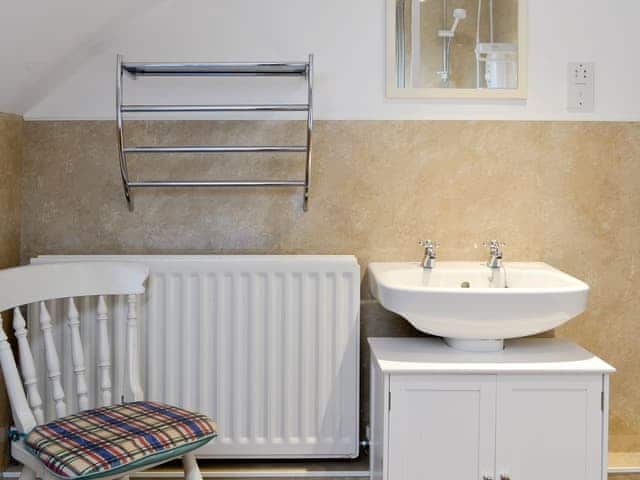 Family bathroom with separate shower cubicle and bath | Whitehall Pele Tower, Mealsgate