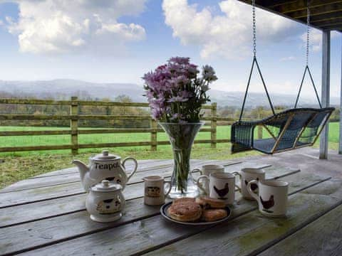 Sitting out area with great views | Pen Y Bryn Apartment, Manordeilo, near Llandeilo