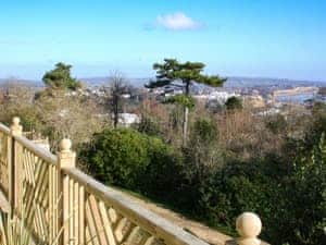 Fantastic panoramic sea views from decking area | Priory Apartment, Shanklin
