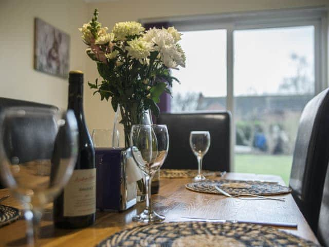 Dining area with French doors leading to patio | Bailey&rsquo;s Retreat, Bardney, near Lincoln