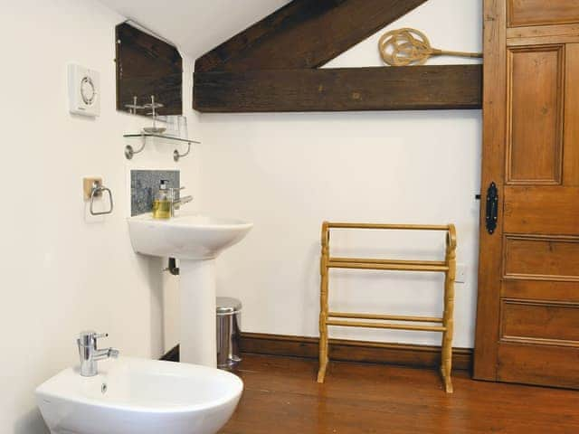 shower room with power shower and dressing table | Woodpecker Cottage - Wallace Lane Farm Cottages, Brocklebank, near Caldbeck and Uldale