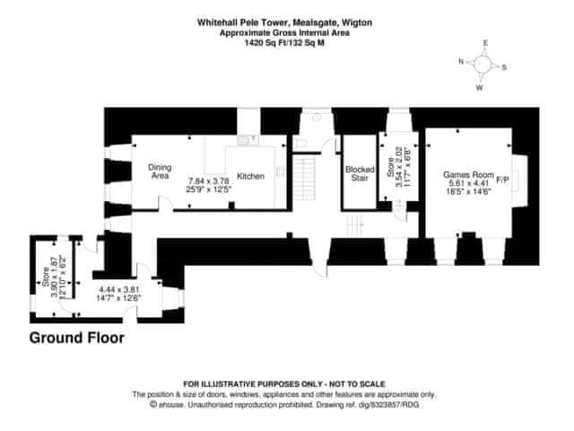 Floor plan of ground floor | Whitehall Pele Tower, Mealsgate