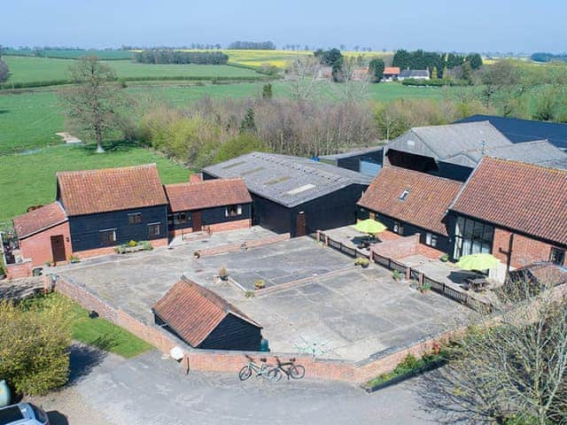 Aerial view of the barn conversions | Old Hall Farm Cottages, Walpole, near Halesworth