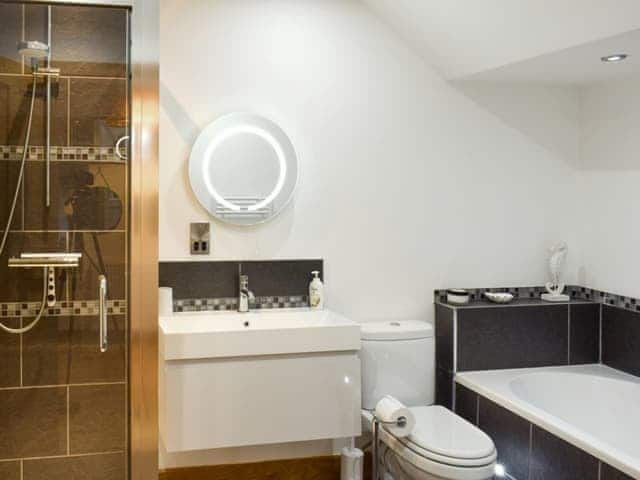 Family bathroom with bath and separate shower cubicle | Alice&rsquo;s Place, Whitby