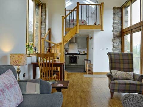 Stylishly furnished open plan living space | Little Barn, Govilon, near Abergavenny