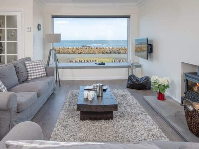 Comfortable living area with amazing sea views | The Beach House, Beadnell, near Seahouses