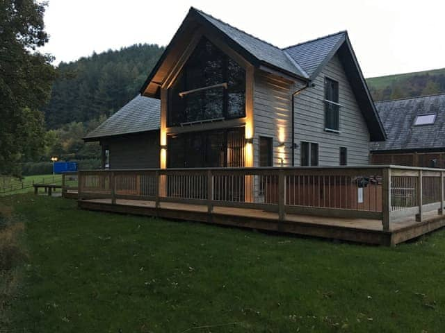 The lodge at night time | Lodge 3 - Mill Race Lodges, Llangunllo, near Knighton