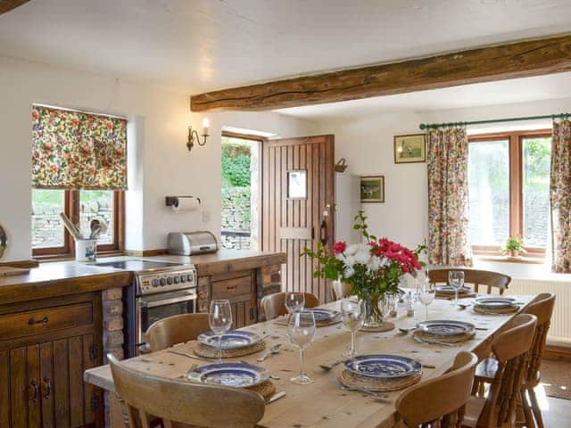 Attractive farmhouse style kitchen and dining room | Townfield Farm, Kettleshulme, near Whaley Bridge