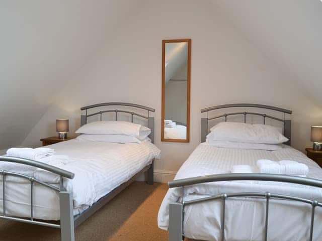 Twin bedroom | The Farmhouse - Bowlees Holiday Cottages, Wolsingham, near Stanhope