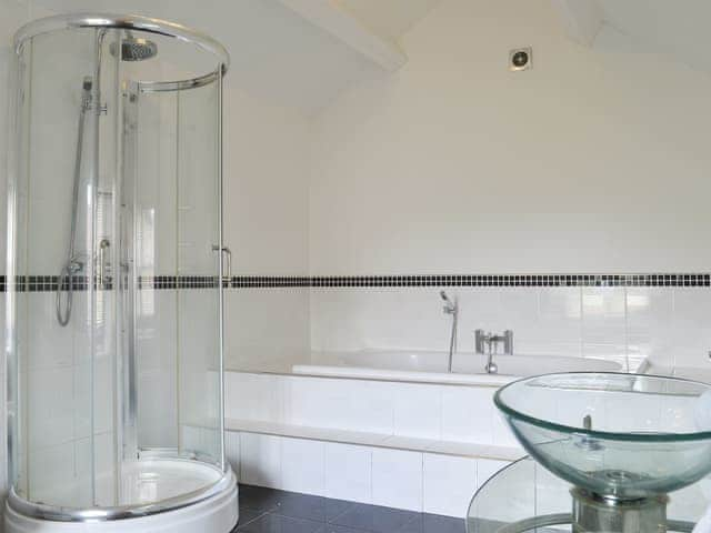 Bathroom with separate shower | The Farmhouse - Bowlees Holiday Cottages, Wolsingham, near Stanhope