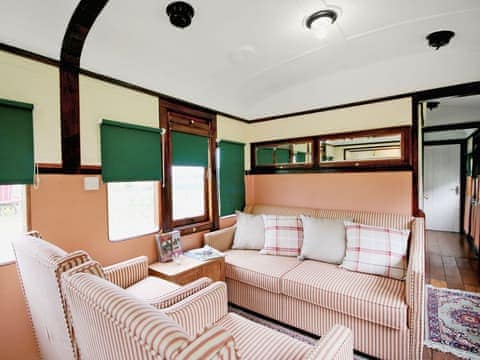 Living room/dining room | Brockford Railway Sidings - Railway Carriage Two, Brockford, nr. Stowmarket