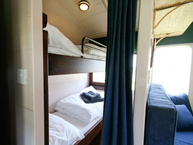 Bunk bedroom | Brockford Railway Sidings - Railway Carriage One, Brockford, nr. Stowmarket