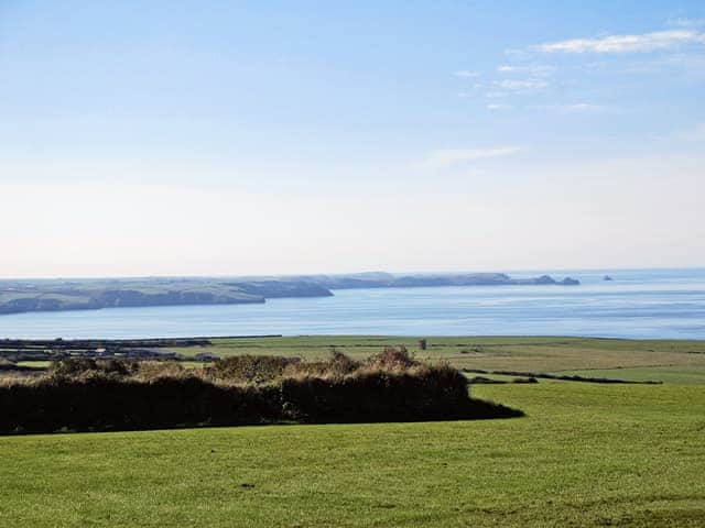 Your view from the cottage looking towards Port Isaac Bay and Pentire Head | Downhouse Cottage, Downhouse - Downhouse Cottages, Trebarwith, near Delabole