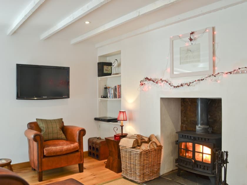Lovely beamed living room with wood-burner | Tides, Cromarty