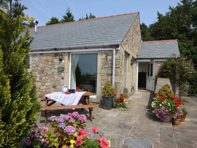 Charming entrance and patio | Mole End - Barnacre Cottages, Scorton, near Garstang