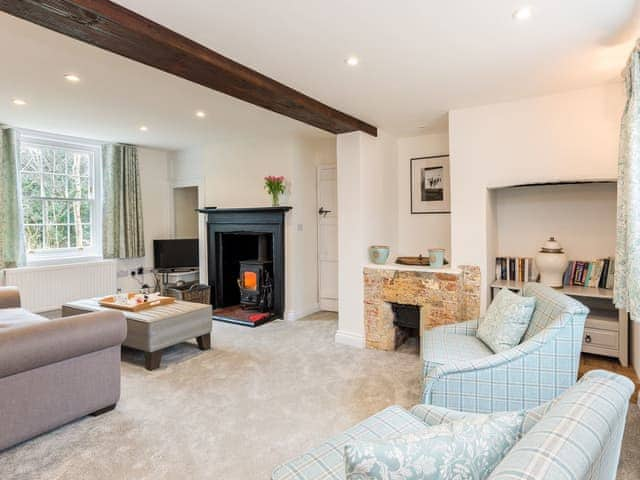 Comfortable living room with wood burning stove | Pond Cottage, Boldre, near Lymington