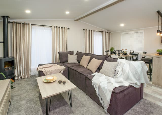 All imagery shown is a representation only. Style, decor and exact views vary by lodge | Orchard Deluxe Double Lakes 3 Hot Tub Pet - Clawford Lakes Resort and Spa, Clawton, Nr Holsworthy