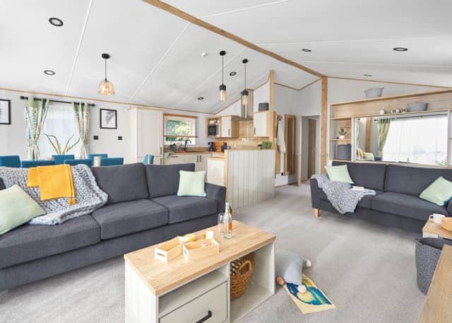 All imagery shown is a representation only. Style, decor and exact views vary by lodge | Valley View 3 bed Hot Tub Pet (sleeps 6) - Lakeview Manor Lodges, Dunkeswell, Honiton