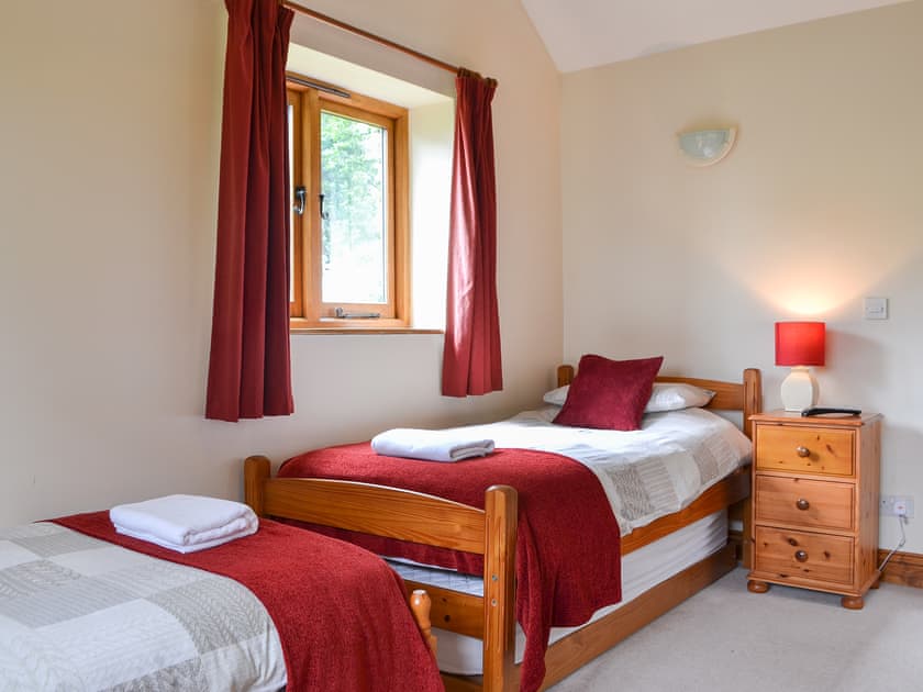 Twin bedroom with lovely aspect | The Old Sawmill, Clunbury, near Ludlow