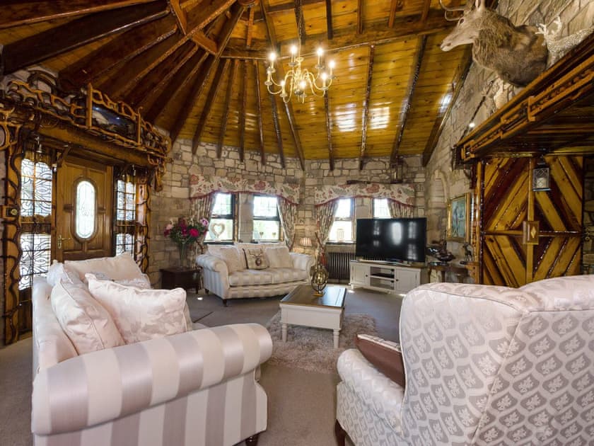 Impressive living room with 58 inch TV | Tennox Parlour - Tennox Farm, Kilbirnie