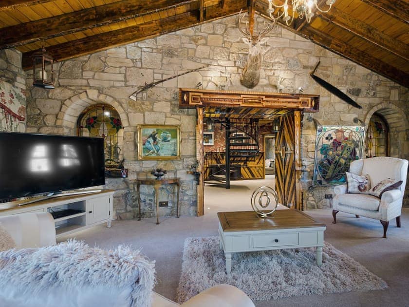 Impressive living room with 58 inch TV | Tennox Parlour - Tennox Farm, Kilbirnie