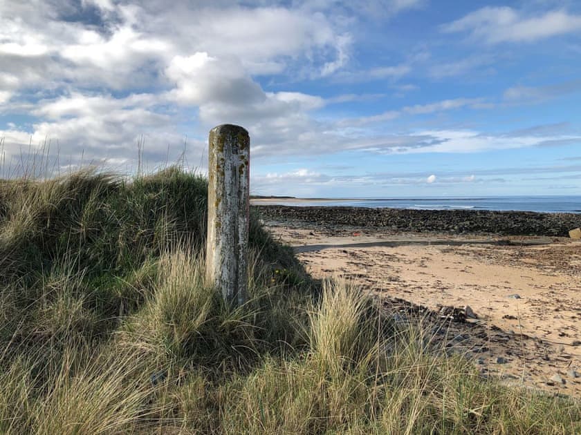 View of shoreline and beach down from Inverallochy Golf Course | Cotton Shore, Inverallochy, near Fraserburgh