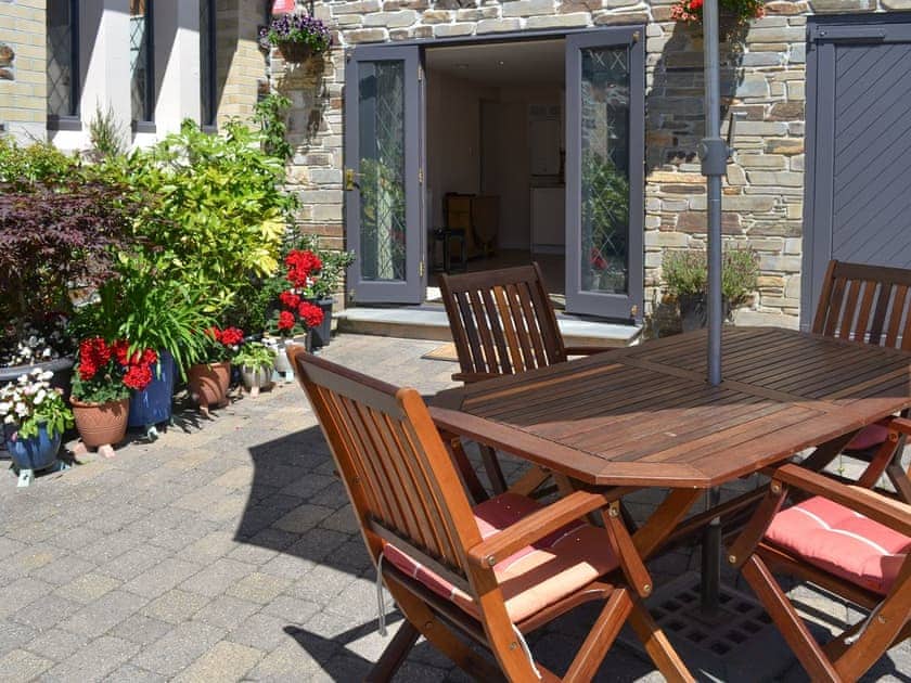 Patio area with outdoor furniture | Old Church School, Plympton, near Plymouth