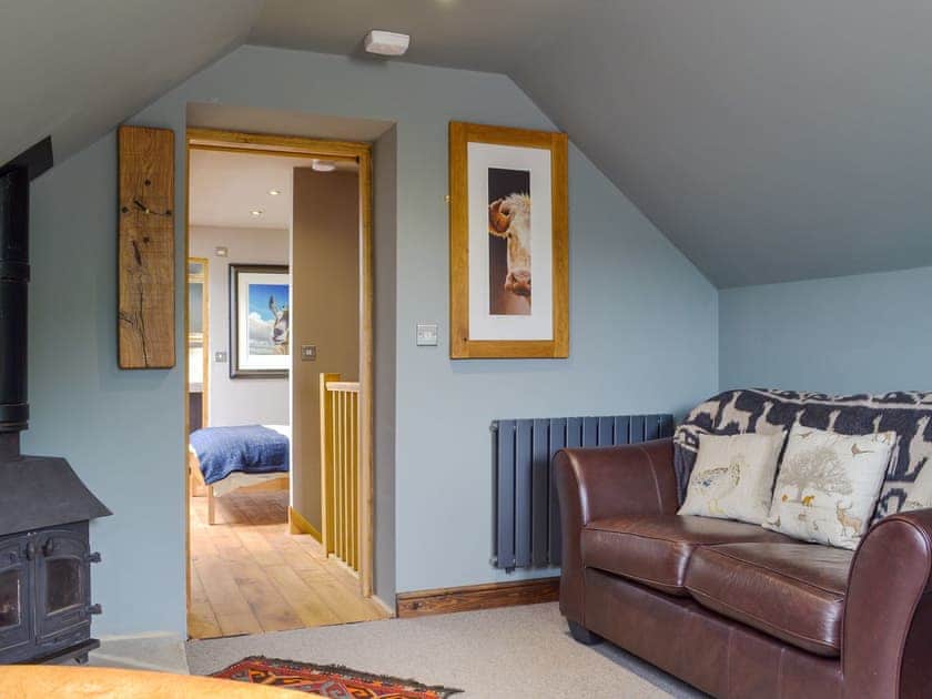 Charming open plan living space with wood burner | Fishermans Lodge, Alderwasley, near Matlock