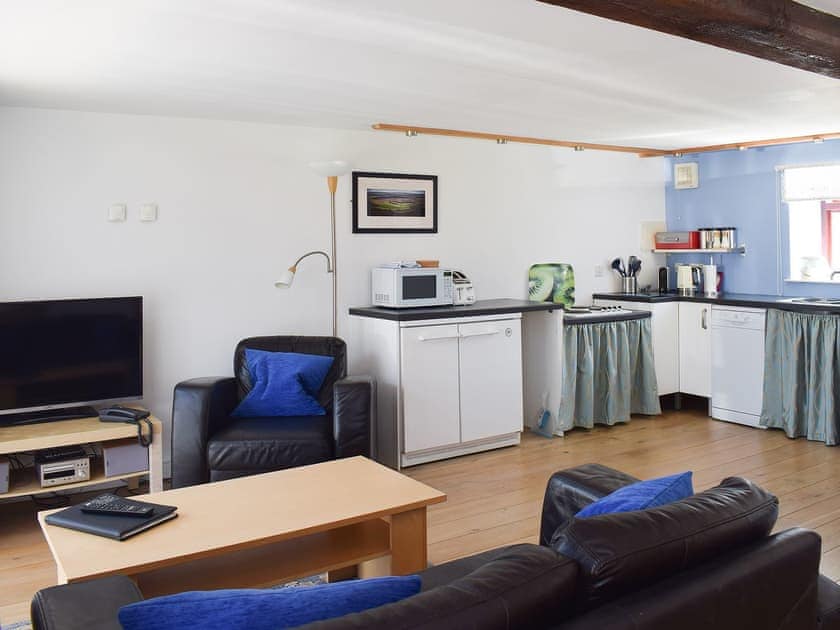 Beamed open plan living area | The Carthouse - Millinder House, Westerdale, near Castleton