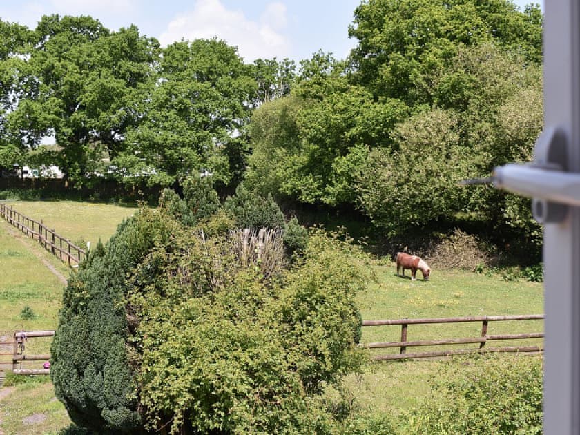 Picturesque view from the twin bedroom | Oakdene Lodge, Wimborne
