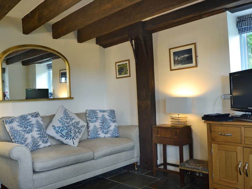 Cosy living area with wood burner | The Pigsty Cottage, Oswestry