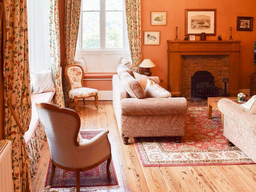 Sumptuous living room with open fireplace | Poet’s View Cottage, Grasmere