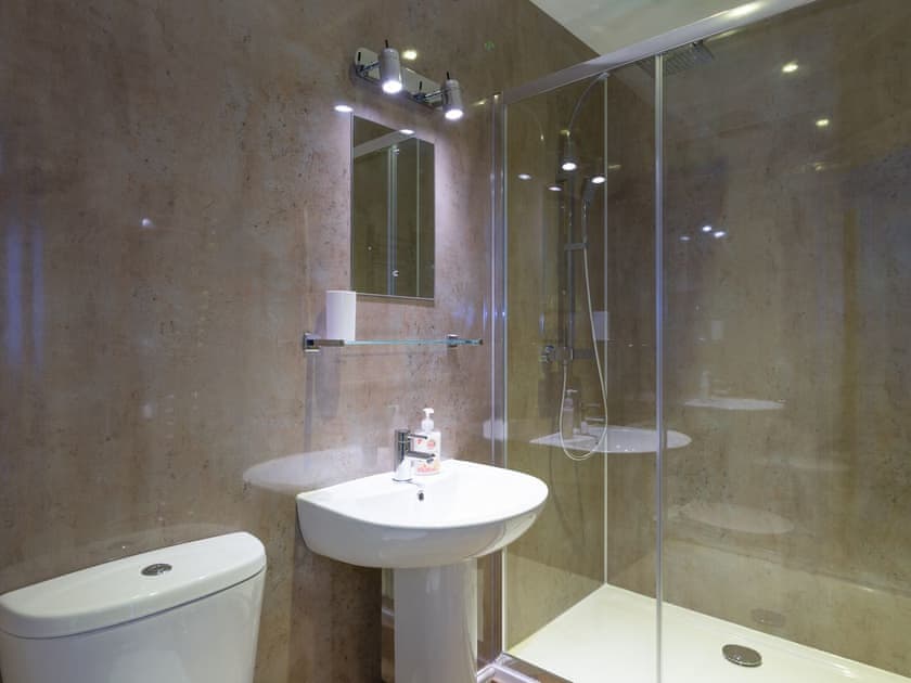 En-suite shower room | Abraham’s Cottage, Langthwaite, near Richmond