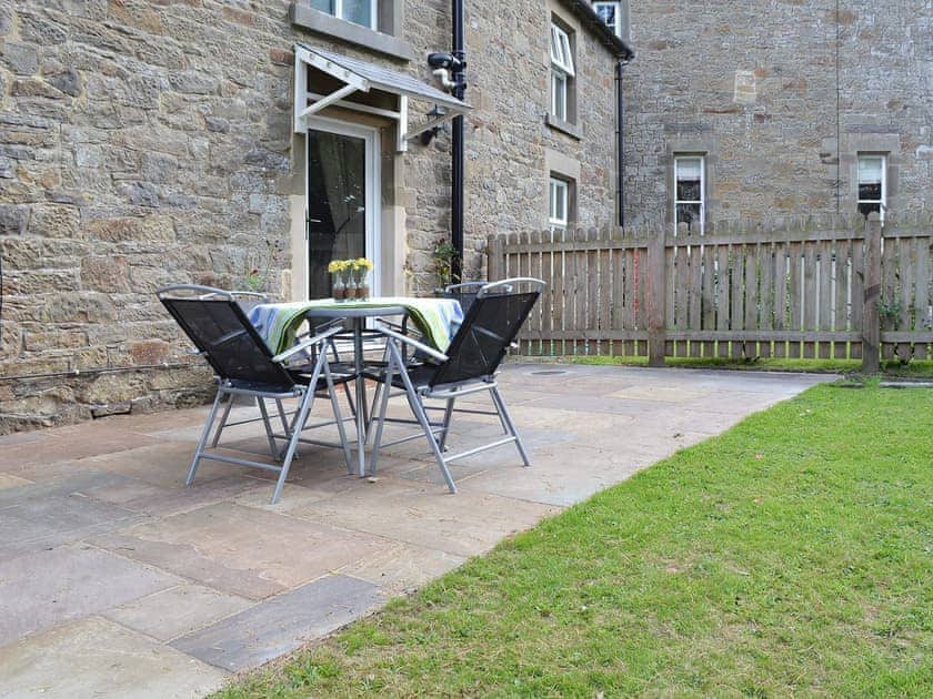 Lovely paved patio with furniture | River View Cottage - Bank House Farm, Hulme End, near Hartington