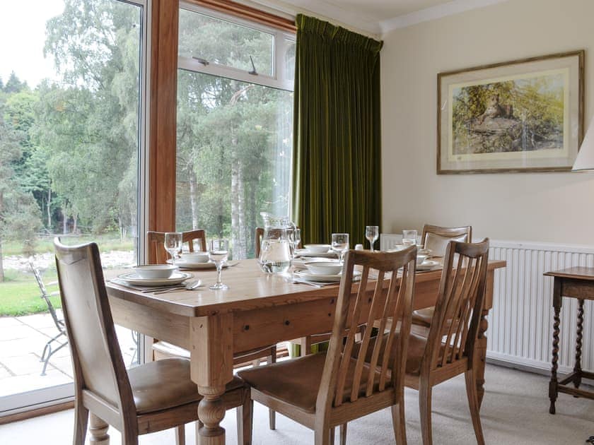 Convenient dining area with lovely views over the garden | Lairds Cast, Inchmarlo, Banchory
