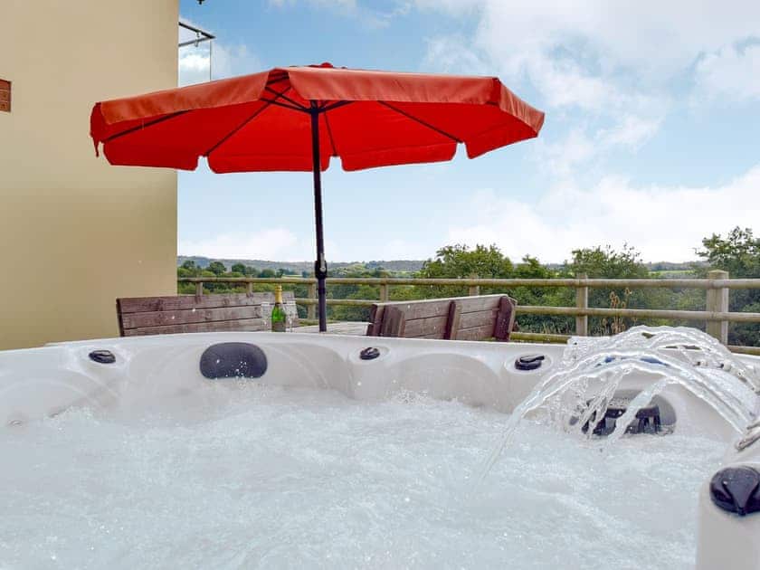 Relaxing private hot tub | Bwthyn Y Mynach, Nantgaredig, near Carmarthen