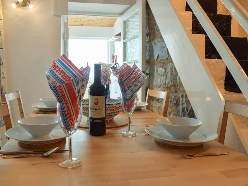 Lovely dining area and open staircase | Seadrift, New Quay