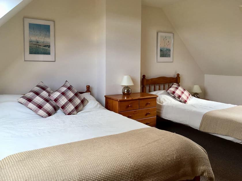 Bedroom with double and single beds | Clear Waters, Dornie, near Kyle of Lochalsh