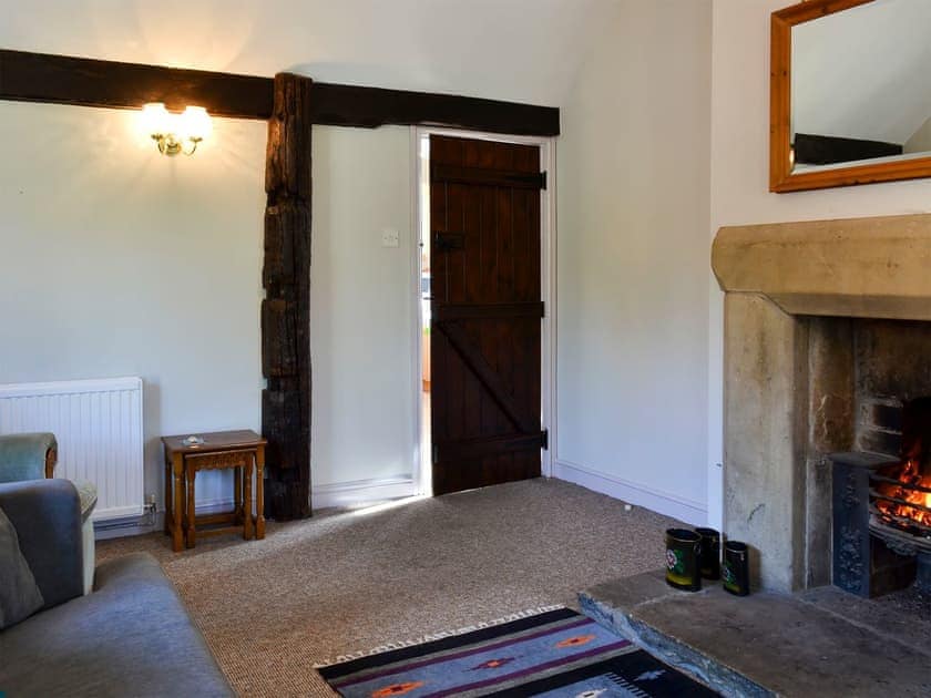 Comfortable living room with oepn fire | Jasmine Cottage - Sands Farm Cottages, Wilton near Pickering