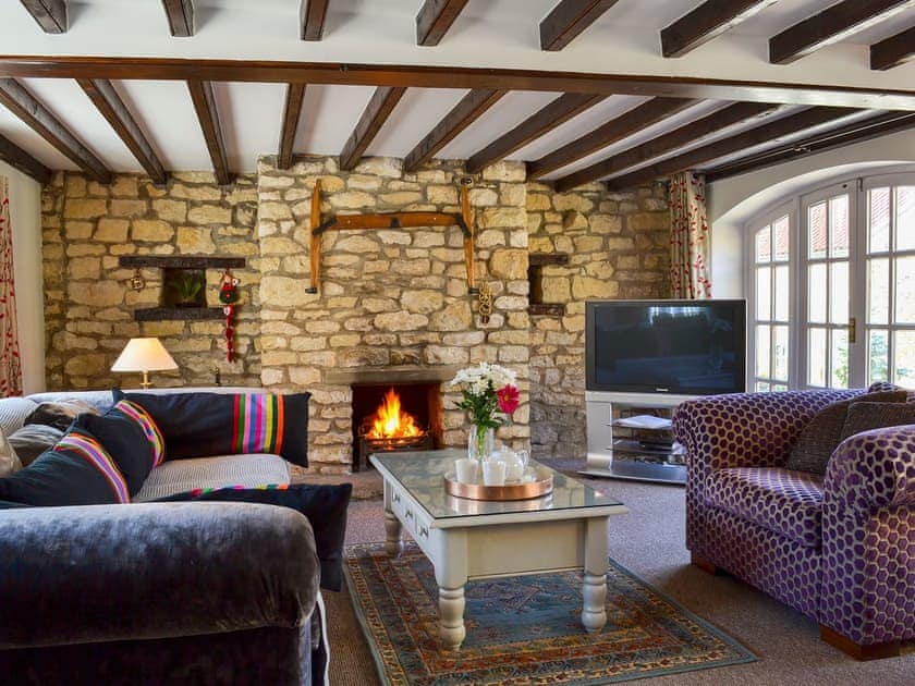 Relaxing living room with open fire | Rose Cottage - Sands Farm Cottages, Wilton near Pickering