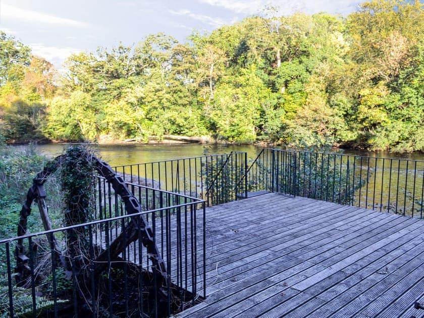 Balcony overlooking the river  | Erbistock Mill, Erbistock, near Llangollen