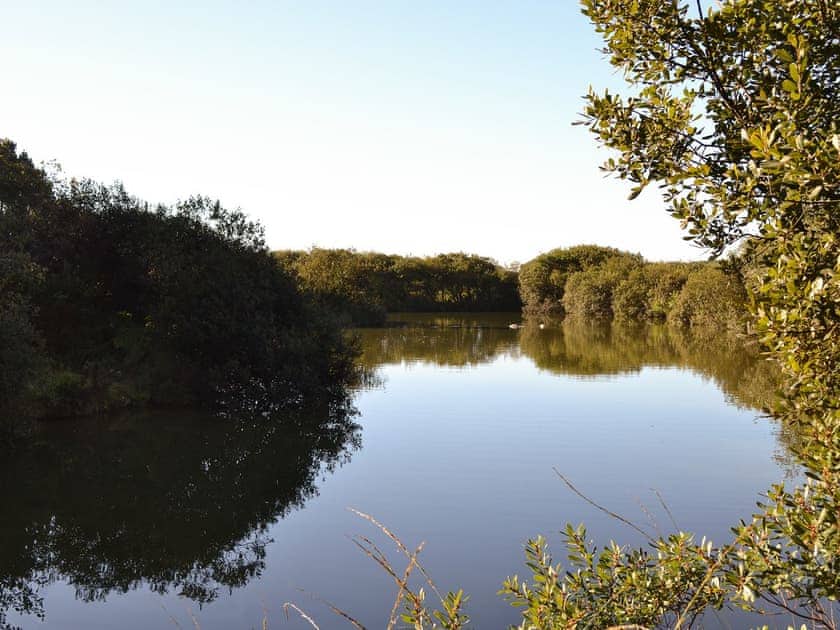 On site lake | Eagle Owl Lodge, St Columb Major, near Padstow