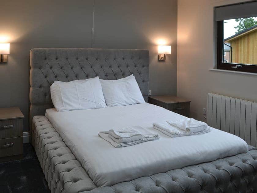 Double bedroom | Leafy Run - Otterburn Hall Lodges, Otterburn, near Bellingham