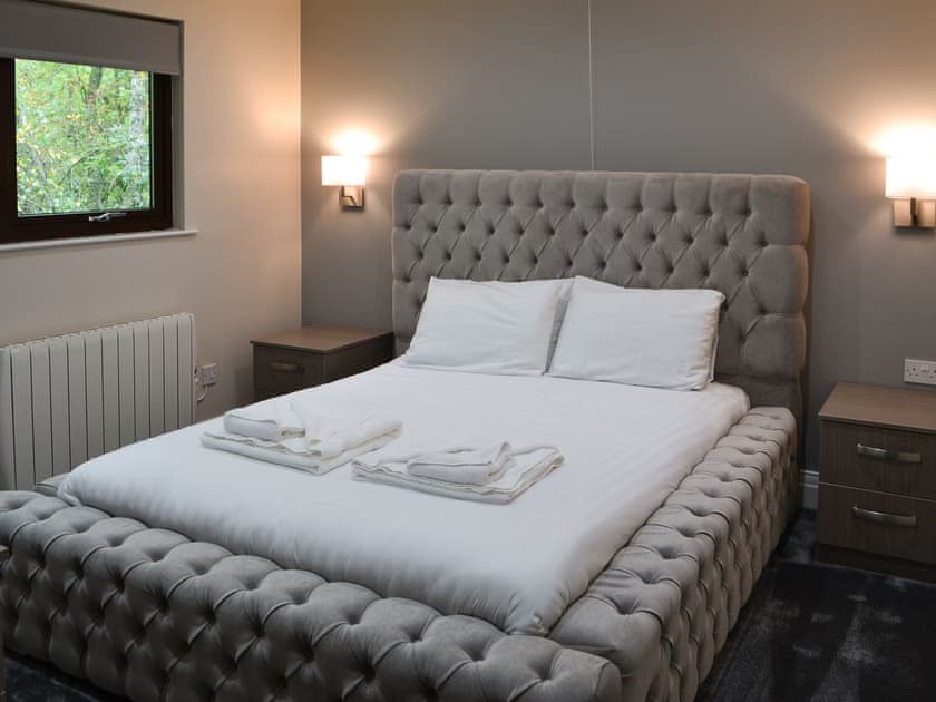 Double bedroom | Leafy Run - Otterburn Hall Lodges, Otterburn, near Bellingham