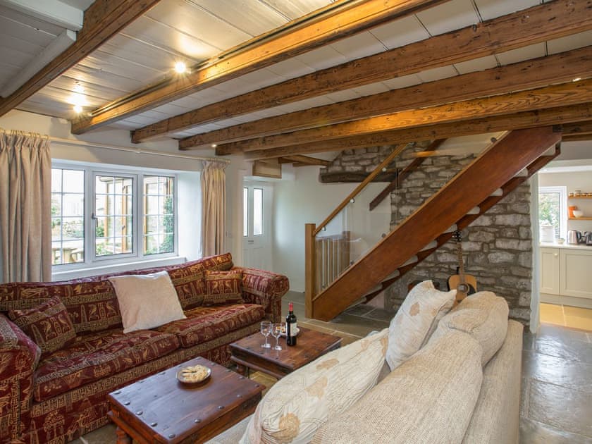 Living room with beam ceiling | Lyndhurst Cottage, Carlton-in-Coverdale, near Leyburn